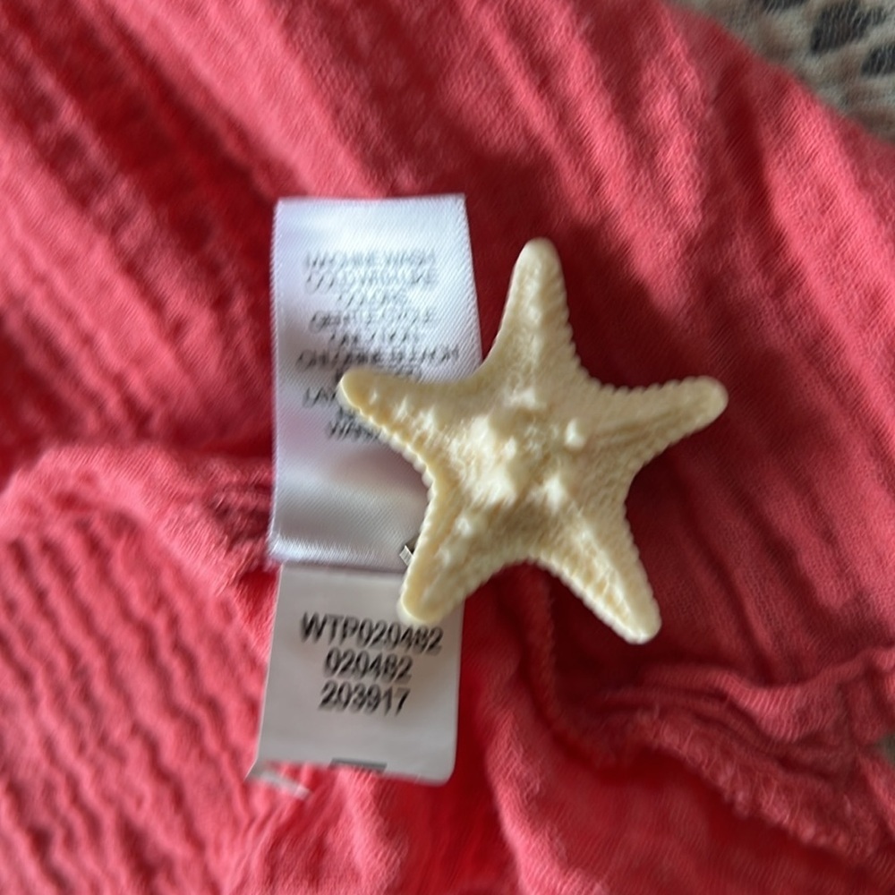 PUREJILL 100% Cotton Gauzy Button-Up Tunic Top in Coral - Picture 6 of 8
